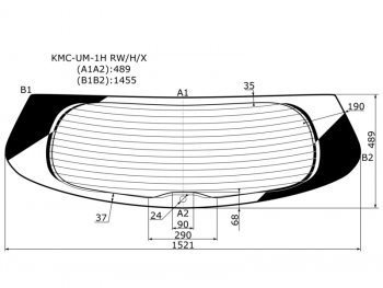 Стекло заднее (Цвет зеленый Обогрев) Kia Sorento 14-20  Sorento Prime 14-20 XYG KMC-UM-1H RW/H/X