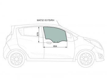2 789 р. Стекло боковое опускное (Спереди Справа Цвет зеленый) Chevrolet Spark 10-22  Daewoo Matiz 09-11  XYG MATIZ-10 FD/RH  с доставкой в г. Кемерово. Увеличить фотографию 1