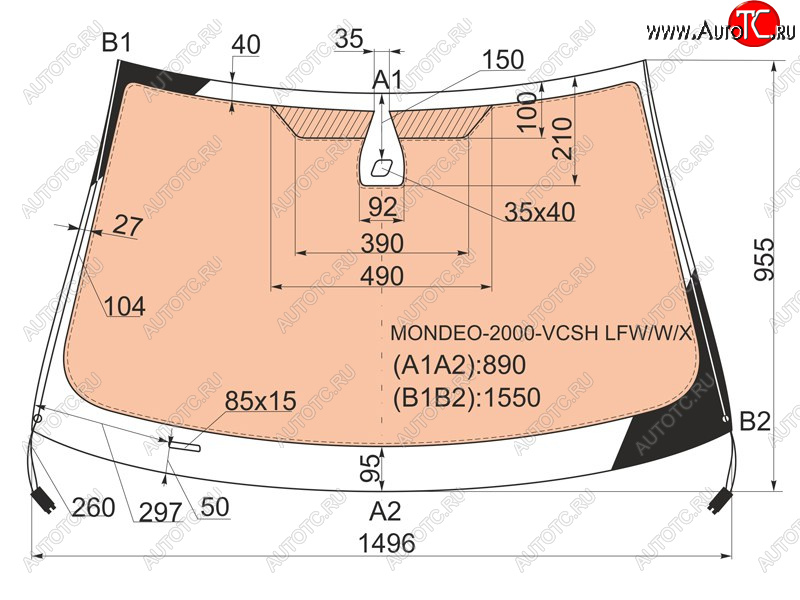 20 499 р. Стекло лобовое (Обогрев полный Датчик дождя Молдинг) Ford Mondeo 00-07 XYG MONDEO-2000-VCSH LFW/W/X  с доставкой в г. Кемерово