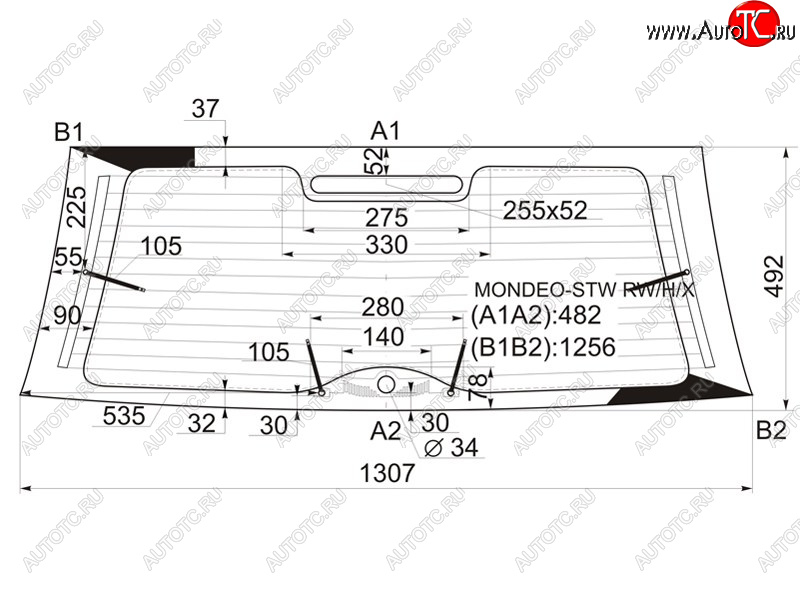 4 199 р. Стекло заднее с обогревом FORD MONDEO 5D WGN 93-00 XYG MONDEO-STW RW/H/X, mondeostwrwhx XYG MONDEO-STW RW/H/X  с доставкой в г. Кемерово