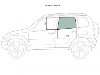 Стекло боковое опускное (Сзади Слева Цвет зеленый) Chevrolet Niva 98-  LADA Niva Travel 21- XYG NIVA-01 RD/LH