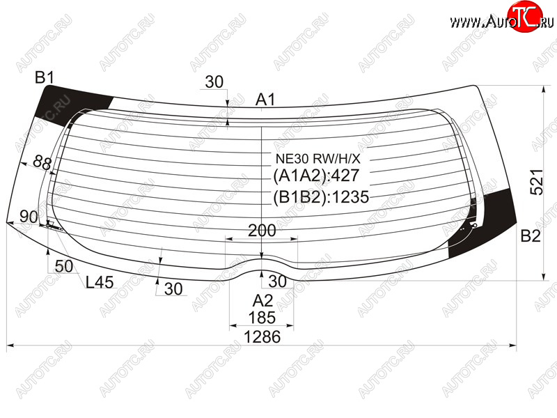 9 549 р. Стекло заднее (Цвет зеленый Обогрев) Toyota Auris 06-12 XYG NE30 RW/H/X  с доставкой в г. Кемерово