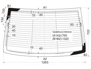 Стекло заднее (Цвет зеленый Обогрев Антенна 4D SED) Chevrolet Lacetti 04-13  Daewoo Lacetti 04-0 XYG NUBIRA-03 RW/H/X