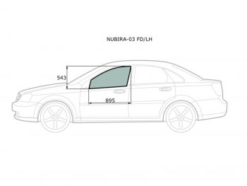 Стекло боковое опускное (Спереди Слева Цвет зеленый) Chevrolet Lacetti 04-13  Daewoo Lacetti 04-0 XYG NUBIRA-03 FD/LH