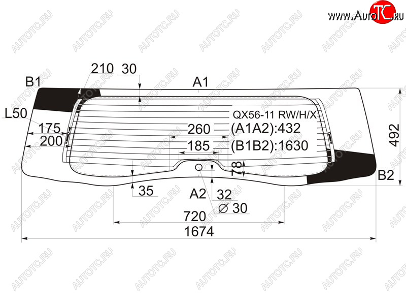 17 999 р. Стекло заднее (Цвет зеленый Обогрев) Infiniti QX56 10-13  QX80 13-20 XYG QX56-11 RW/H/X  с доставкой в г. Кемерово