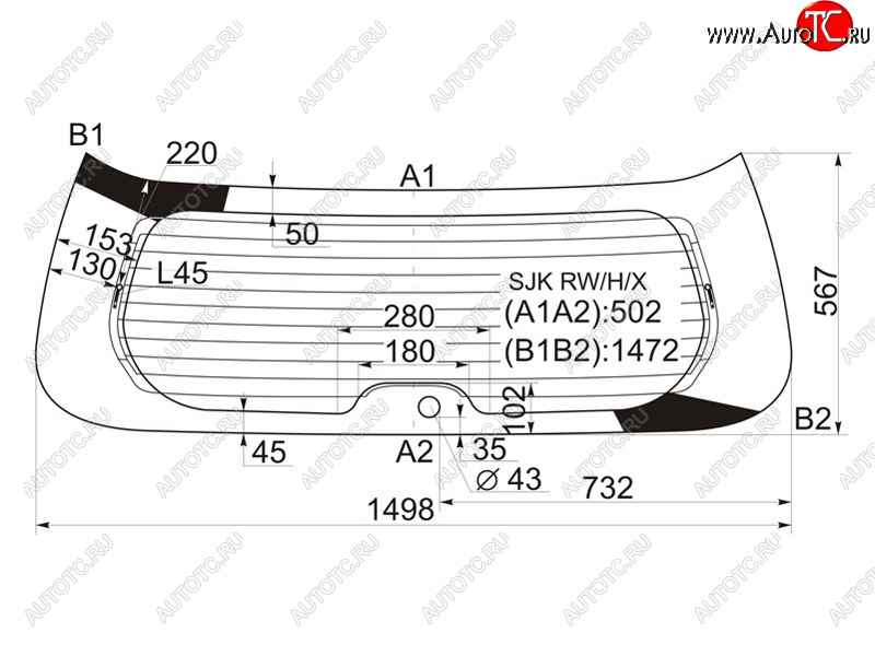 11 749 р. Стекло заднее (Цвет зеленый Обогрев) Honda Elysion 04-13 XYG SJK RW/H/X  с доставкой в г. Кемерово