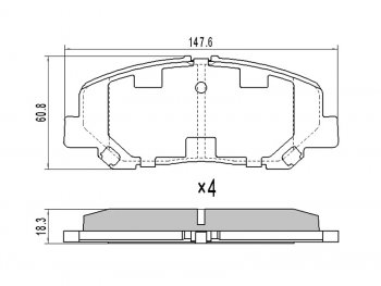 1 389 р. Колодки тормозные передние FR-FL SAT Toyota Alphard H20 дорестайлинг (2008-2011)  с доставкой в г. Кемерово. Увеличить фотографию 1