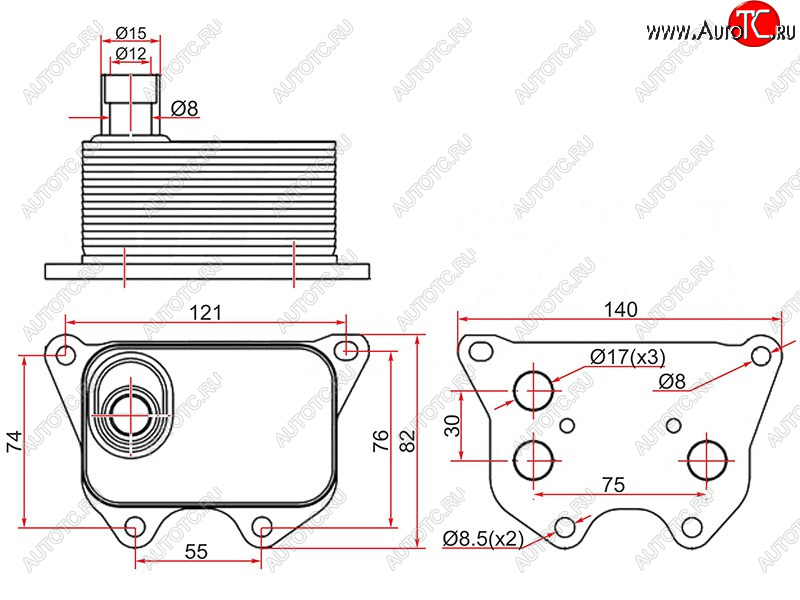 1 479 р. Радиатор масляный AUDI A3 03-A4 07-A5 07-A6 11-Q3 11-Q5 08-SKODA OCTAVIA 04-VOLKSWAGEN AMAROK SAT ST-06J117021D  с доставкой в г. Кемерово