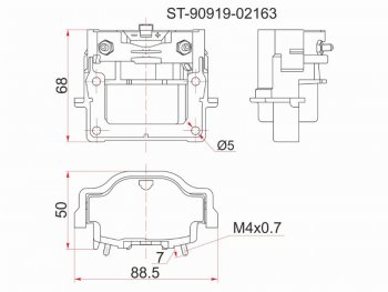 929 р. Катушка зажигания TOYOTA 3S-FE -96 ST19#ST20#SV4#, 4A7A-FE -96 AT19#, 3RZ-FE 95- RZJ9#RZN18# SAT ST-90919-02163  с доставкой в г. Кемерово. Увеличить фотографию 1
