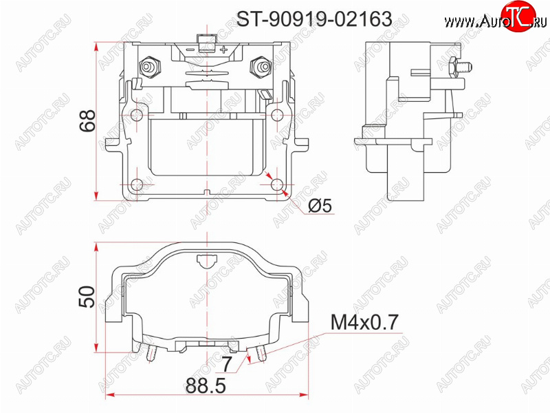 929 р. Катушка зажигания TOYOTA 3S-FE -96 ST19#ST20#SV4#, 4A7A-FE -96 AT19#, 3RZ-FE 95- RZJ9#RZN18# SAT ST-90919-02163  с доставкой в г. Кемерово