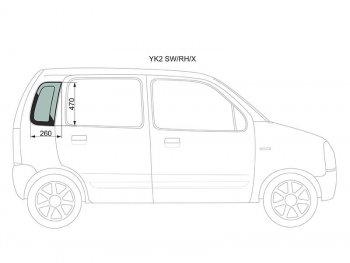 Стекло кузова боковое (не опускное) (Справа Цвет зеленый) Chevrolet MW 03-10  Suzuki Wagon R Solio XYG YK2 SW/RH/X