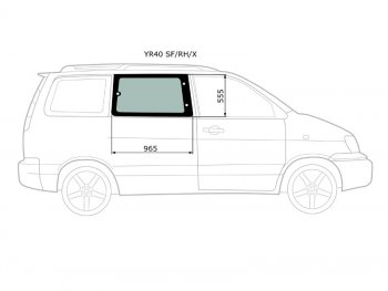 Стекло кузова боковое (не опускное) (Справа Цвет зеленый) Toyota Lite Ace 96-07  Lite Ace Noah 96- XYG YR40 SF/RH/X