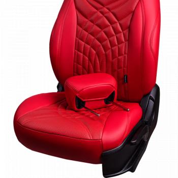 26 399 р. Комплект чехлов для сидений (к. Elegance РЗС 40/60+подлок. 3Г Орегон) БАЙРОН ст ЖУК Lord Autofashion  Skoda Octavia  A7 (2012-2020) дорестайлинг лифтбэк, дорестайлинг универсал, рестайлинг лифтбэк, рестайлинг универсал (красный, вставка красная, строчка красная)  с доставкой в г. Кемерово. Увеличить фотографию 2