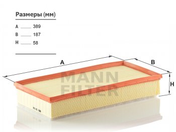 Фильтр воздушный MANN Audi Q7  4L (2005-2015), Porsche Cayenne ( 955,  957,  958) (2002-2018), Volkswagen Touareg ( GP,  NF) (2002-2018)