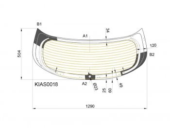 Стекло заднее (Цвет зеленый Обогрев 5D HBK) Kia Rio 11-17 KMK KIAS0018