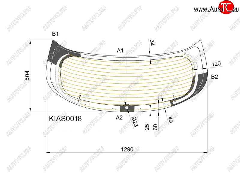 6 599 р. Стекло заднее (Цвет зеленый Обогрев 5D HBK) Kia Rio 11-17 KMK KIAS0018  с доставкой в г. Кемерово