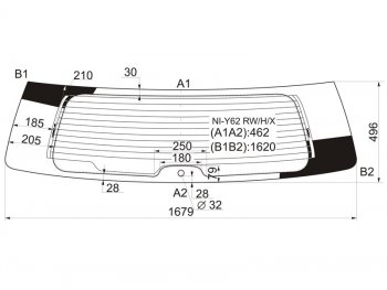 Стекло заднее (Цвет зеленый Обогрев) Nissan Patrol 10-19  Armada 16-20 XYG NI-Y62 RW/H/X