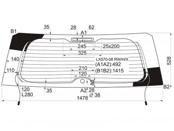 Стекло заднее (Цвет зеленый Обогрев) Lexus LX 07-15 XYG LX570-08 RW/H/X