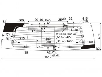 Стекло заднее (Цвет зеленый Обогрев Антенна) Mercedes-Benz GL-Class 12-15  GLS-Class 15-19 XYG W166-SL RW/H/X