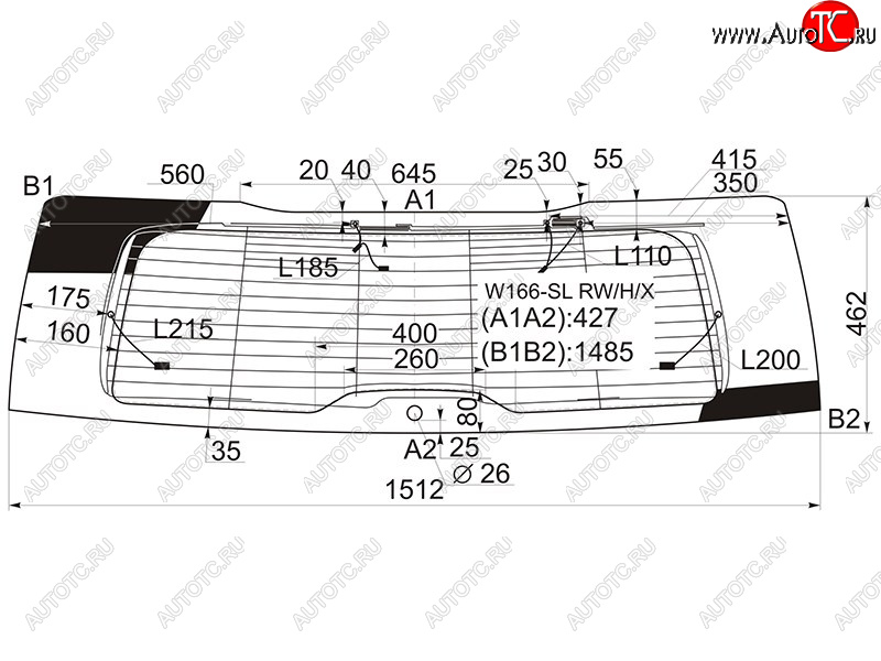 10 999 р. Стекло заднее (Цвет зеленый Обогрев Антенна) Mercedes-Benz GL-Class 12-15  GLS-Class 15-19 XYG W166-SL RW/H/X  с доставкой в г. Кемерово