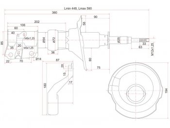 Стойка передняя LH SAT Honda Stream ( 1 RN1,RN3,  1 RN2,RN4, RN1, RN3, RN5) (2000-2006)  дорестайлинг, рестайлинг (болт D-14)
