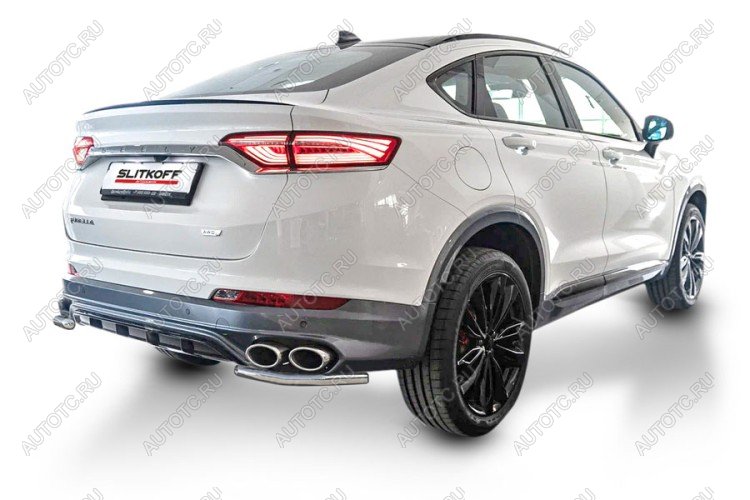 6 649 р. Защита заднего бампера уголки d42 Slitkoff  Geely Tugella  FY11,HPBA4 (2019-2023) дорестайлинг (нержавейка полированная)  с доставкой в г. Кемерово