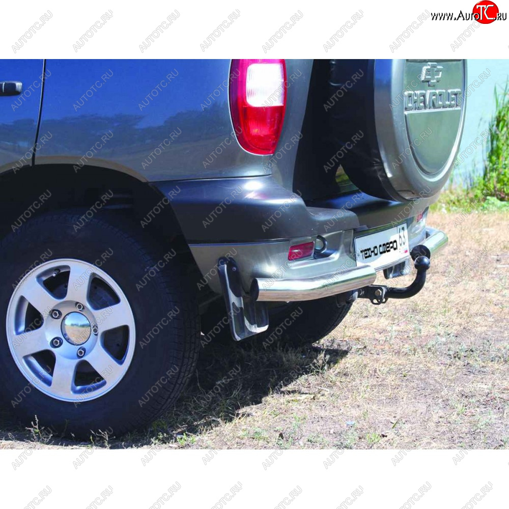 13 899 р. Защита заднего бампера нержавейка Уголки, цельные d63.5, Техно Сфера  Лада 2123 (Нива Шевроле) (2002-2021) дорестайлинг, 1 рестайлинг, 2 рестайлинг (Нержавейка)  с доставкой в г. Кемерово