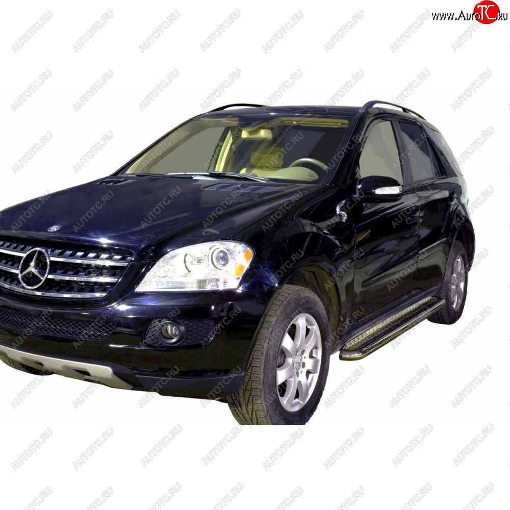 35 699 р. Защита порогов с алюминиевым листом нержавейка d63.5, Техно Сфера  Mercedes-Benz ML class ( W163,  W164,  W166) (1997-2015) дорестайлинг, рестайлинг (Аюминиевый лист)  с доставкой в г. Кемерово