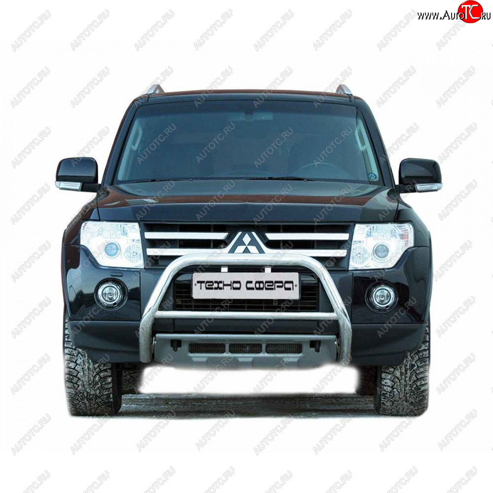 32 999 р. Передок низкий d63.5, Техно Сфера  Mitsubishi Pajero ( 4 V90,  4 V80) (2006-2020) дорестайлинг, 1-ый рестайлинг, 3 дв. 1-ый рестайлинг, 2-ой рестайлинг (Нержавейка)  с доставкой в г. Кемерово