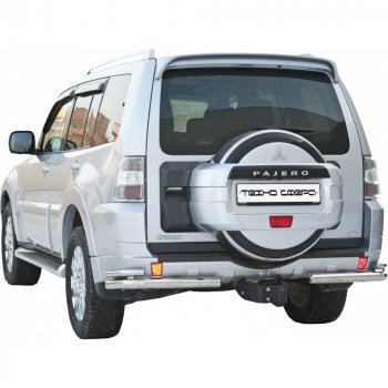 Защита заднего бампера нержавейка d63.5 (Уголки двойные), Техно Сфера Mitsubishi Pajero ( 4 V90,  4 V80) (2006-2020) дорестайлинг, дорестайлинг, 1-ый рестайлинг, 3 дв. 1-ый рестайлинг, 2-ой рестайлинг (нержавейка)