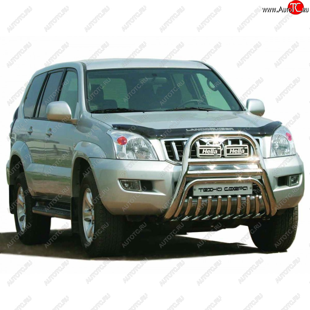 41 999 р.  Передок с защитой двигателя нержавейка d63.5, Техно Сфера  Toyota Land Cruiser Prado  J120 (2002-2009) (Нержавейка)  с доставкой в г. Кемерово