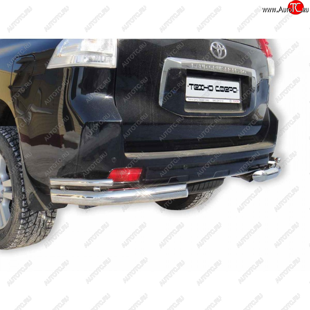30 999 р. Защита заднего бампера нержавейка d76 (Уголки двойные), Техно Сфера Toyota Land Cruiser Prado J150 1-ый рестайлинг (2013-2017) (нержавейка)  с доставкой в г. Кемерово