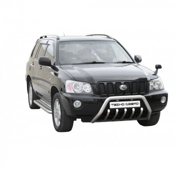 Защита порогов труба с проступью нержавейка d76, Техно сфера Toyota Kluger  XU20 (2000-2003) дорестайлинг (Нержавейка)