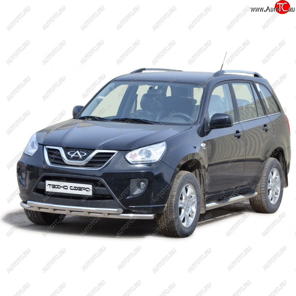 30 999 р. Защита переда труба двойная нержавейка d51, Техно Сфера  Chery Tiggo T11 (2005-2016) дорестайлинг, рестайлинг (Нержавейка)  с доставкой в г. Кемерово