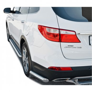 Защита заднего бампера нержавейка(уголки) d63.5, Техно Сфера Hyundai Grand Santa Fe  1 DM (2013-2018) дорестайлинг, рестайлинг (нержавейка)
