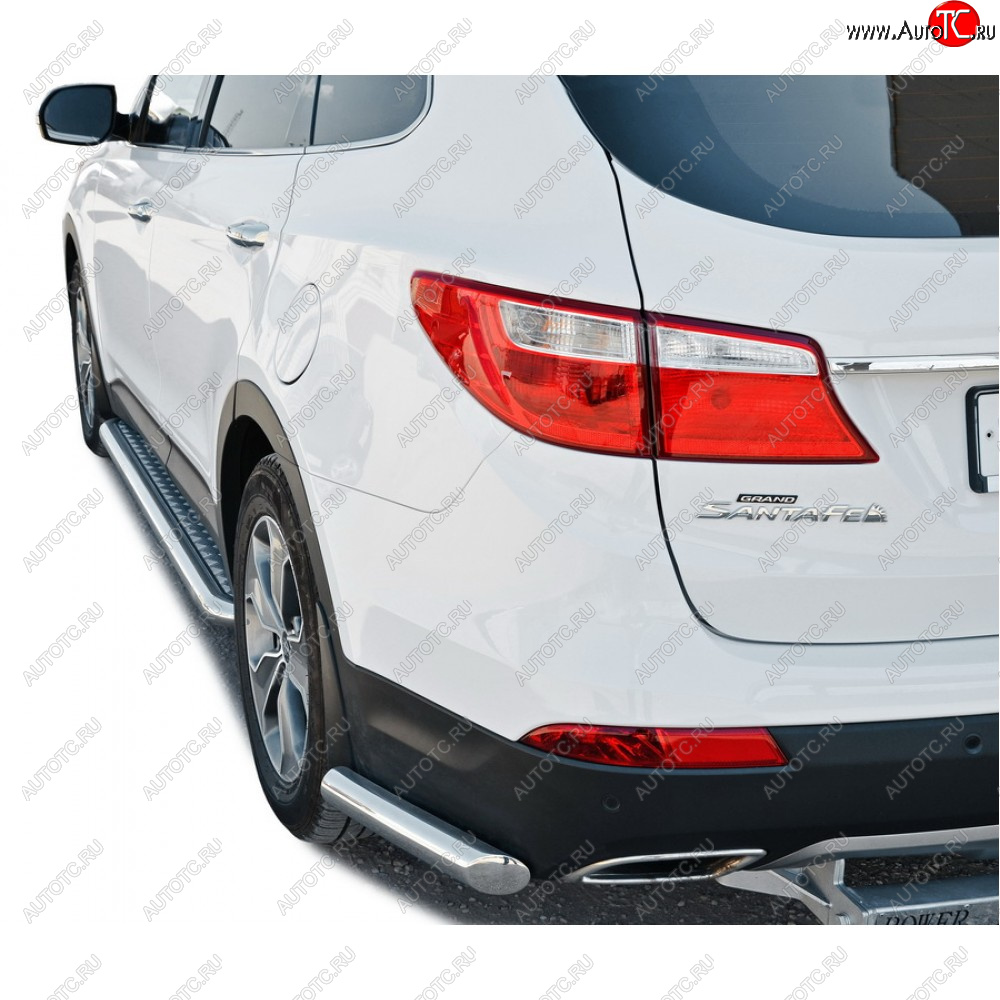 21 999 р. Защита заднего бампера нержавейка(уголки) d63.5, Техно Сфера  Hyundai Grand Santa Fe  1 DM (2013-2018) дорестайлинг, рестайлинг (нержавейка)  с доставкой в г. Кемерово