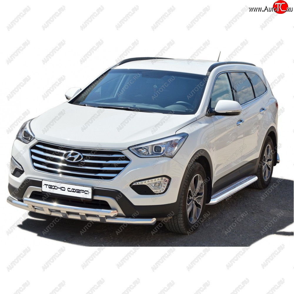 32 999 р.  Защита порогов с алюминиевым листом нержавейка d63.5, Техно Сфера  Hyundai Grand Santa Fe  1 DM (2013-2018) дорестайлинг, рестайлинг (Алюминиевый лист)  с доставкой в г. Кемерово