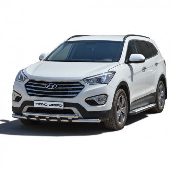 Пороги бумер алюминиевые с резинкой, Техно Сфера Hyundai Grand Santa Fe  1 DM (2013-2018) дорестайлинг, рестайлинг