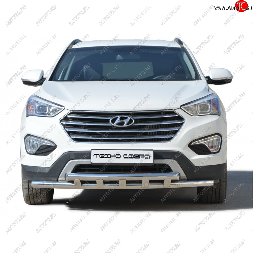 35 699 р. Защита переда труба двойная нержавейка d63.5, Техно Сфера  Hyundai Grand Santa Fe  1 DM (2013-2018) дорестайлинг, рестайлинг  с доставкой в г. Кемерово