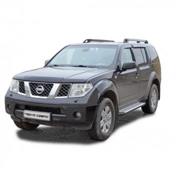 Пороги бумер алюминиевые с резинкой, Техно Сфера Nissan Pathfinder ( R50,  R51) (1999-2014) 1-ый рестайлинг, 2-ой рестайлинг, рестайлинг