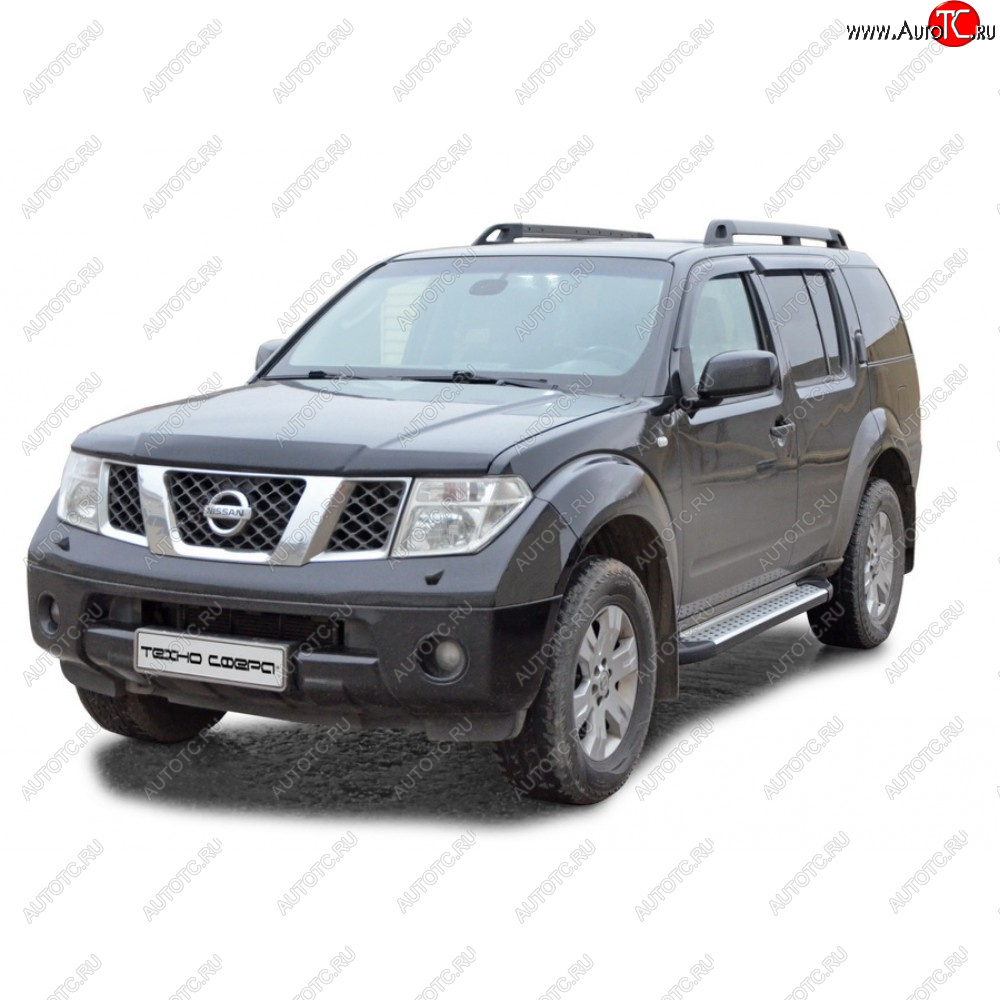 31 999 р. Пороги бумер алюминиевые с резинкой, Техно Сфера  Nissan Pathfinder ( R50,  R51) (1999-2014) 1-ый рестайлинг, 2-ой рестайлинг, рестайлинг (Черный глянец)  с доставкой в г. Кемерово