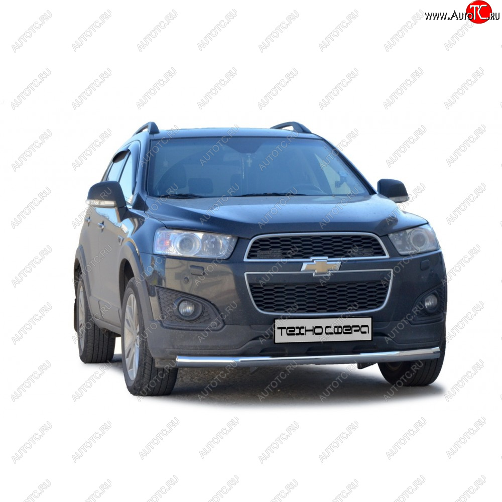 10 899 р. Защита переда труба крашенная d63.5, Техно Сфера Chevrolet Captiva  дорестайлинг (2016-2018) (Черный матовый)  с доставкой в г. Кемерово