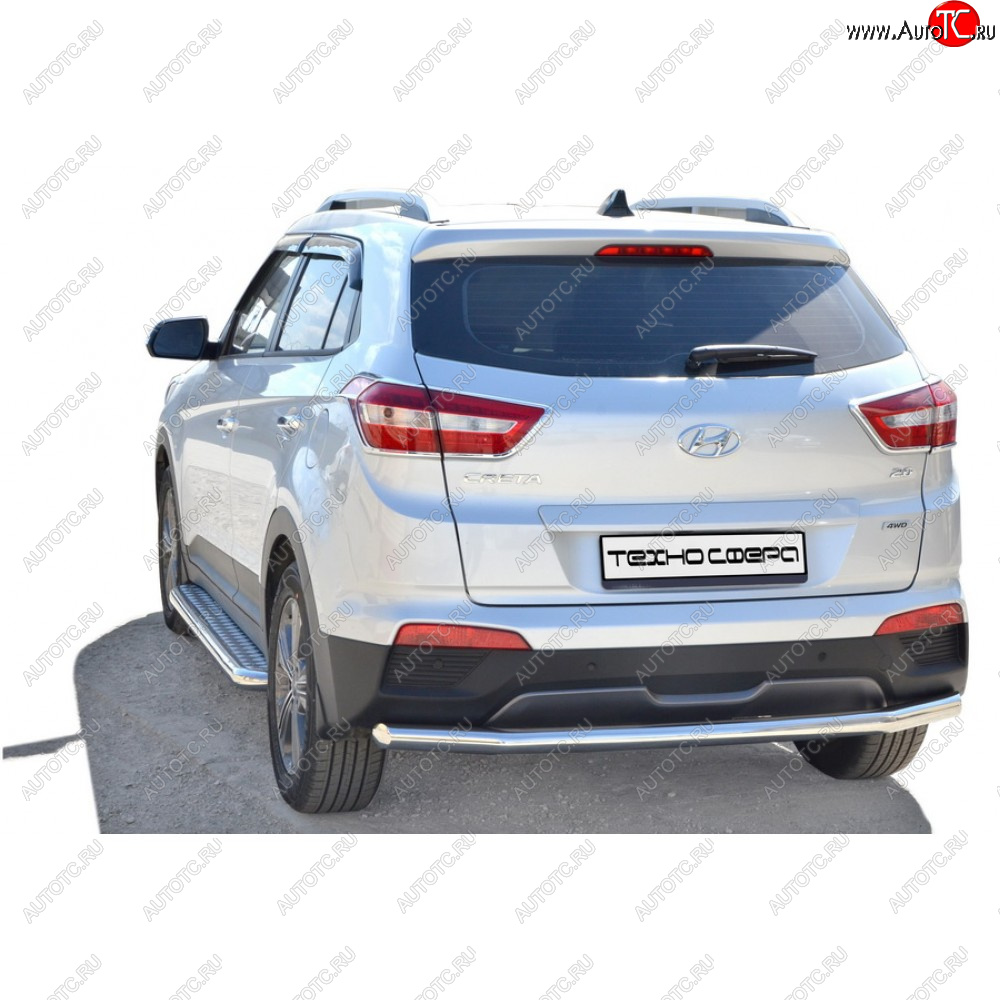 8 799 р. Защита заднего бампера d63,5 Техно Сфера  Hyundai Creta ( GS,  SU) (2015-2022) дорестайлинг, рестайлинг (черный глянцевый)  с доставкой в г. Кемерово