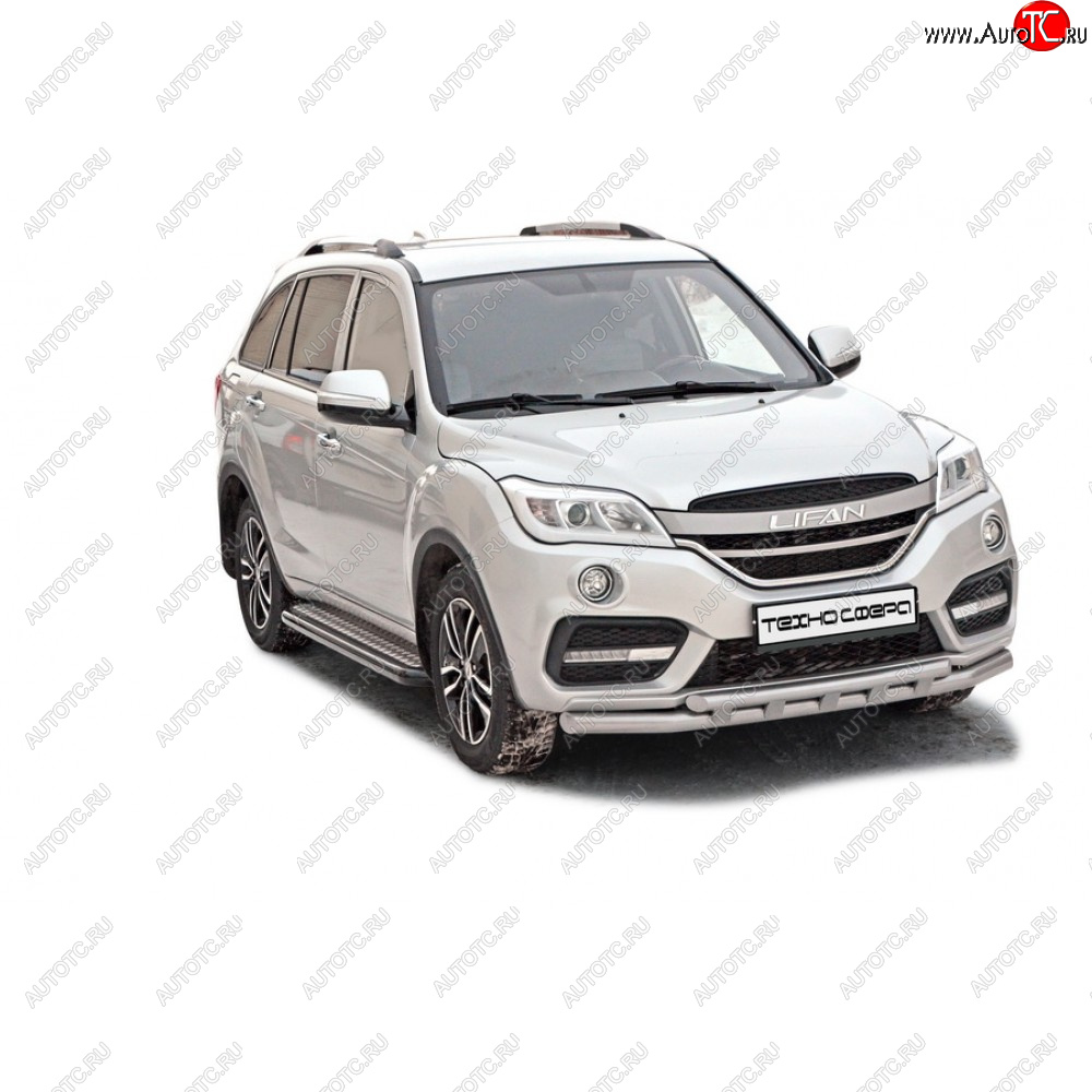 33 499 р. Защита переда труба двойная нержавейка d63.5, Техно Сфера  Lifan X60 (2011-2025) дорестайлинг, 1-ый рестайлинг, 2-ой рестайлинг (Нержавейка)  с доставкой в г. Кемерово
