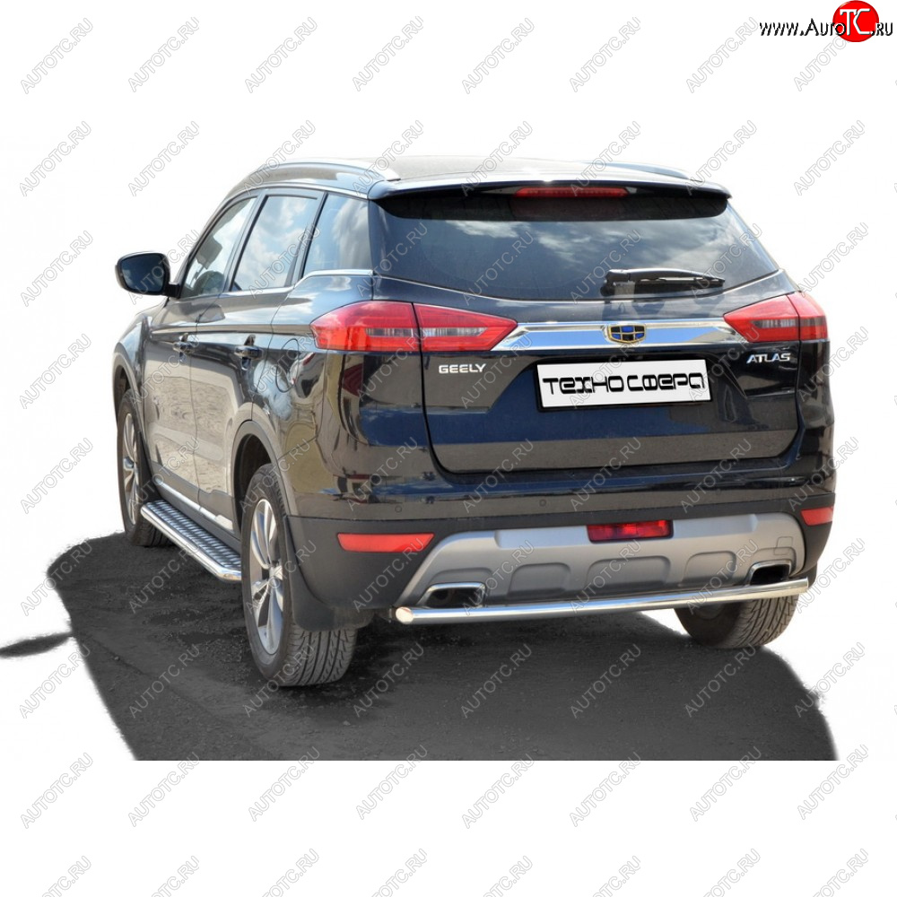 27 899 р. Защита заднего бампера нержавейка d51 (труба), Техно Сфера  Geely Atlas  NL3 (2016-2022) (нержавейка)  с доставкой в г. Кемерово
