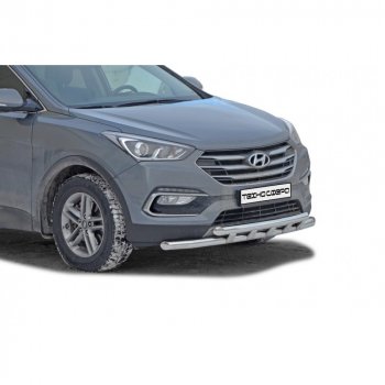 30 999 р. Защита переда труба двойная нержавейка d63,5, Техно Сфера  Hyundai Santa Fe  DM (2015-2019) рестайлинг (Нержавейка)  с доставкой в г. Кемерово. Увеличить фотографию 1