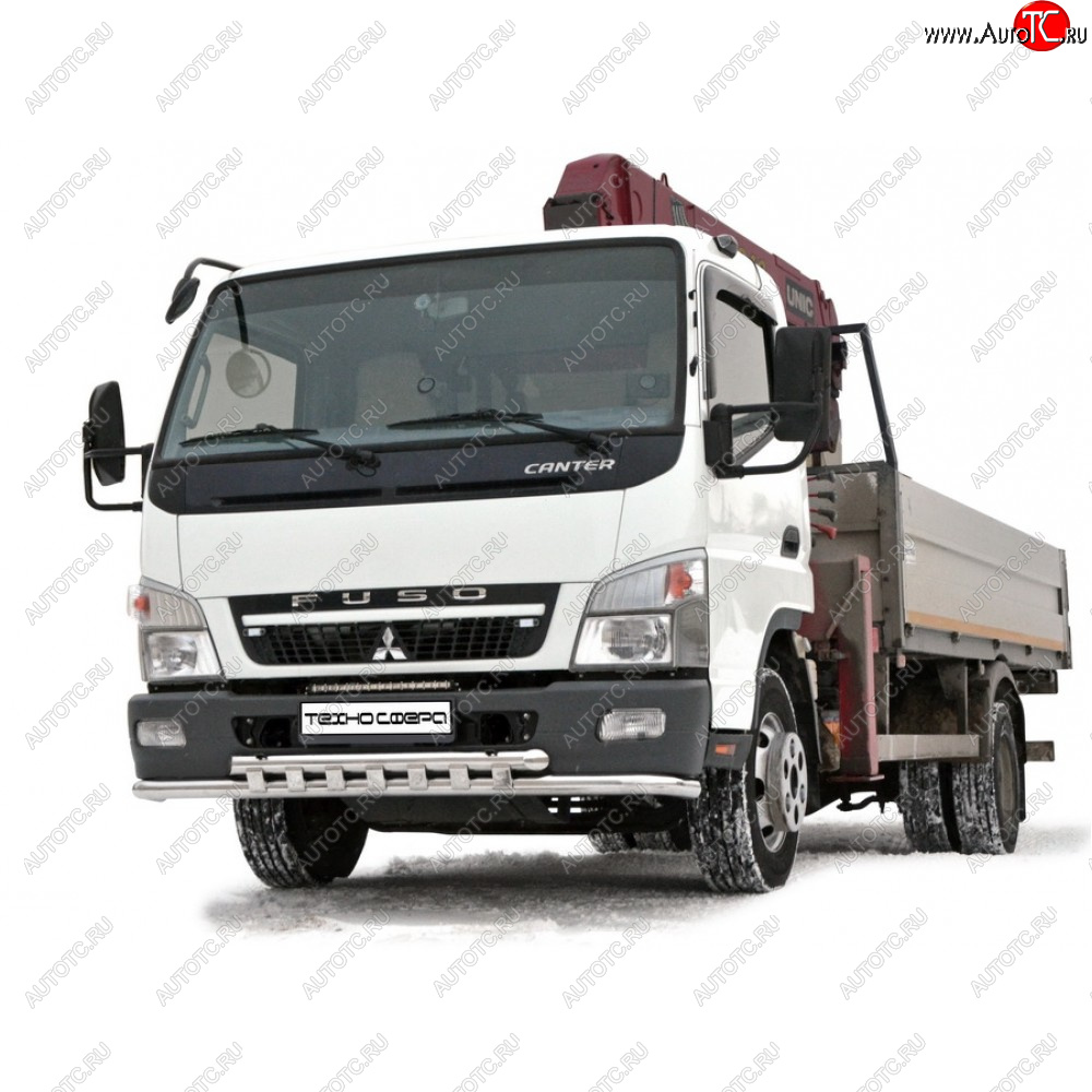 37 799 р. Защита переднего бампера труба двойная нержавейка, Техно Сфера  Mitsubishi Fuso Canter (1984-2025) (Нержавейка)  с доставкой в г. Кемерово