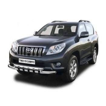 Защита переда труба двойная люкс нержавейка d76, Техно Сфера Toyota Land Cruiser Prado  J150 (2009-2025) дорестайлинг, 1-ый рестайлинг, 2-ой рестайлинг, 3-ий рестайлинг (Нержавейка)