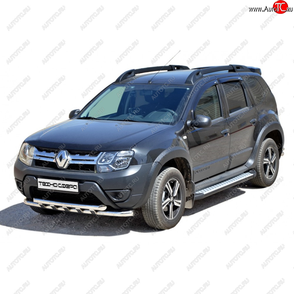 28 899 р. Защита переда труба двойна нержавейка d63.5, Техно Сфера  Renault Duster ( HS,  HM) (2010-2024) дорестайлинг, рестайлинг, рестайлинг (Нержавейка)  с доставкой в г. Кемерово