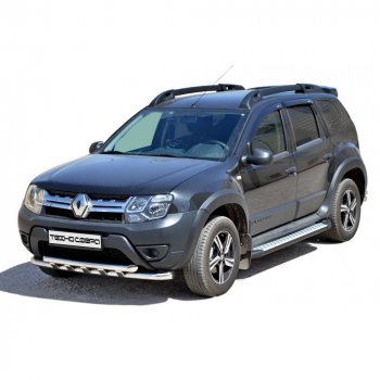 Защита переда труба двойная с полимерным покрытием d63.5, Техно Сфера Renault Duster ( HS,  HM) (2010-2024) дорестайлинг, рестайлинг, рестайлинг